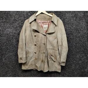 Vintage Gropper Lony G Jacket Women Medium Light Brown Soft Leather Pea Coat‎